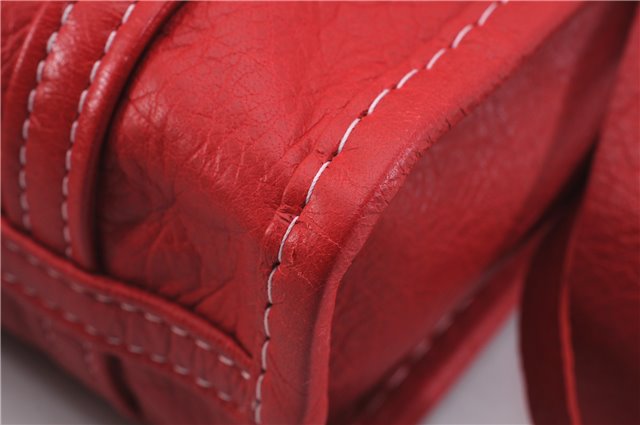 Authentic BALENCIAGA Bazar Shopper XS 2Way Hand Bag Leather 517166 Red 1333F