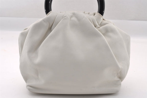 Authentic CHANEL Vintage Camellia Leather Plastic Hand Bag Purse White 1333I