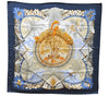 Authentic HERMES Carre 90 Scarf "ALOHA" Silk Navy Blue 1334D