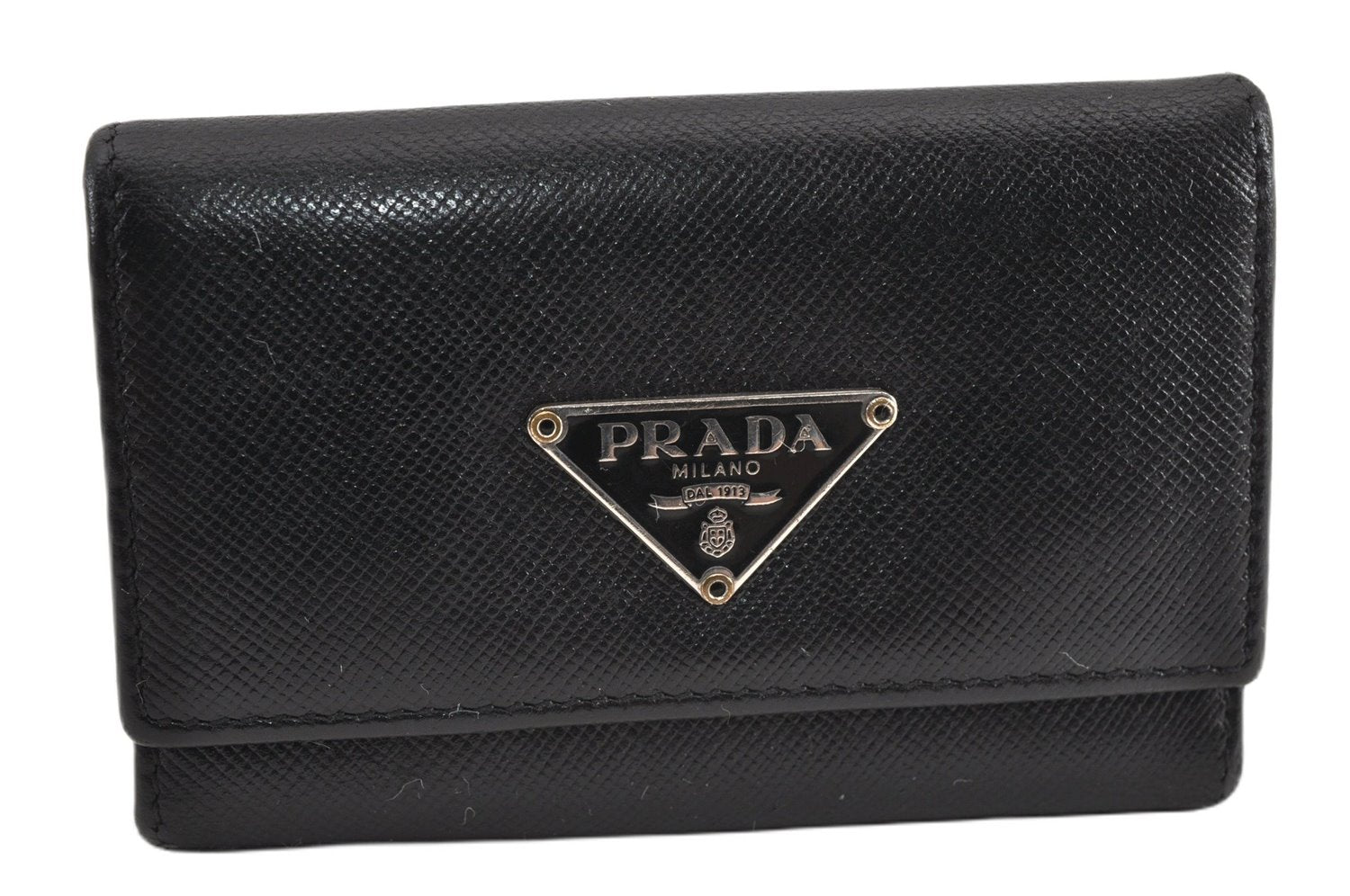 Authentic PRADA Vintage Saffiano Leather 6 Six Hooks Key Case Black 1335G