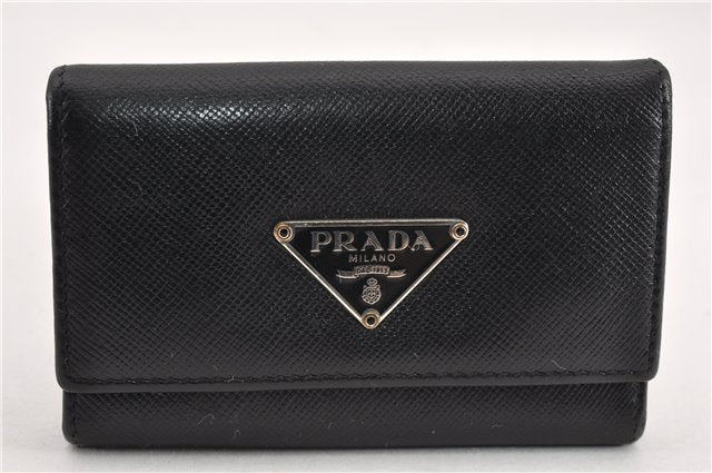 Authentic PRADA Vintage Saffiano Leather 6 Six Hooks Key Case Black 1335G