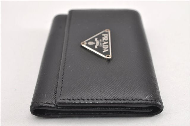 Authentic PRADA Vintage Saffiano Leather 6 Six Hooks Key Case Black 1335G