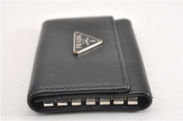 Authentic PRADA Vintage Saffiano Leather 6 Six Hooks Key Case Black 1335G