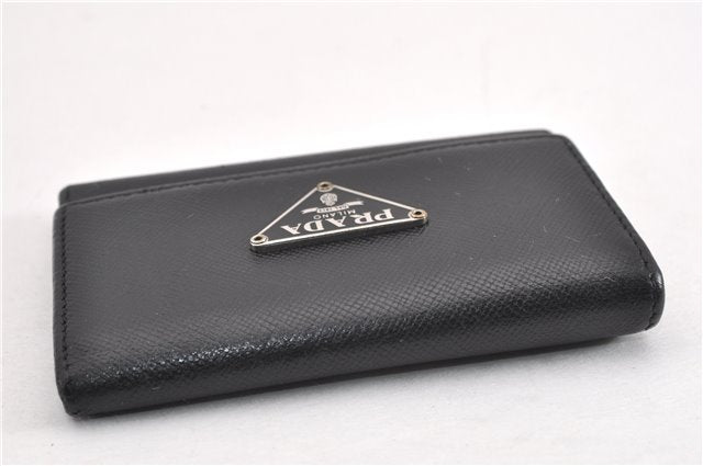 Authentic PRADA Vintage Saffiano Leather 6 Six Hooks Key Case Black 1335G