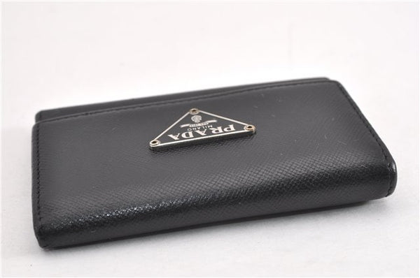 Authentic PRADA Vintage Saffiano Leather 6 Six Hooks Key Case Black 1335G