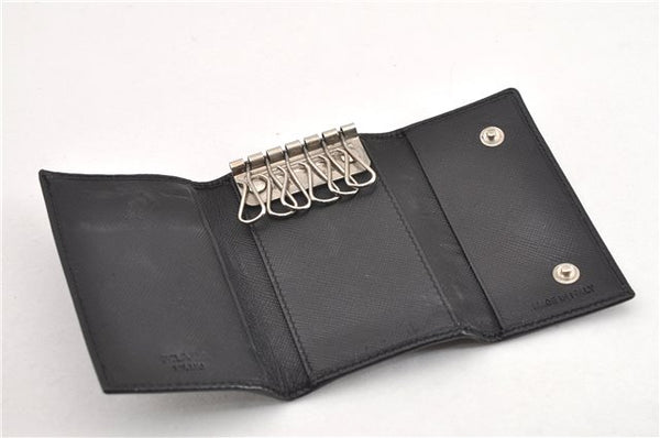 Authentic PRADA Vintage Saffiano Leather 6 Six Hooks Key Case Black 1335G