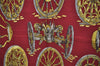 Authentic HERMES Carre 90 Scarf "Roues de Canon" Silk Bordeaux Red 1336I