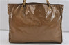 Authentic CHANEL CC Logo Chain Shoulder Tote Bag Purse Enamel Brown 1337D