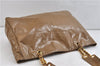 Authentic CHANEL CC Logo Chain Shoulder Tote Bag Purse Enamel Brown 1337D