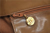 Authentic CHANEL CC Logo Chain Shoulder Tote Bag Purse Enamel Brown 1337D