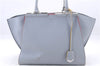 Authentic FENDI 3JOURS Leather 2Way Shoulder Hand Bag Light Blue 1338E