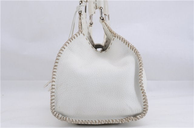 Authentic FENDI Selleria Shoulder Hand Bag Leather White 1339E