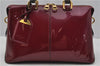 Authentic Louis Vuitton Vernis Tote Miroir 2Way Hand Bag M54640 Wine Red 1339F