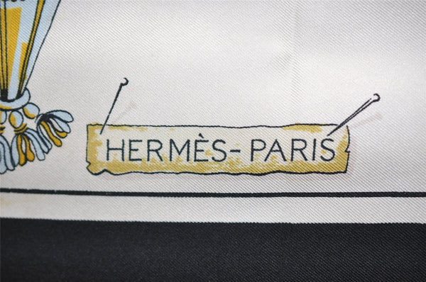 Authentic HERMES Carre 90 Scarf "Pasementerie" Silk Black 1339I