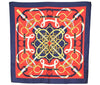 Authentic HERMES Carre 90 Scarf "Eperon d'Or" Silk Navy 1340I