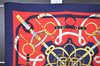 Authentic HERMES Carre 90 Scarf "Eperon d'Or" Silk Navy 1340I