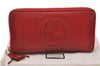 Authentic GUCCI SOHO Tassel Long Wallet Purse Leather 308004 Red 1341I