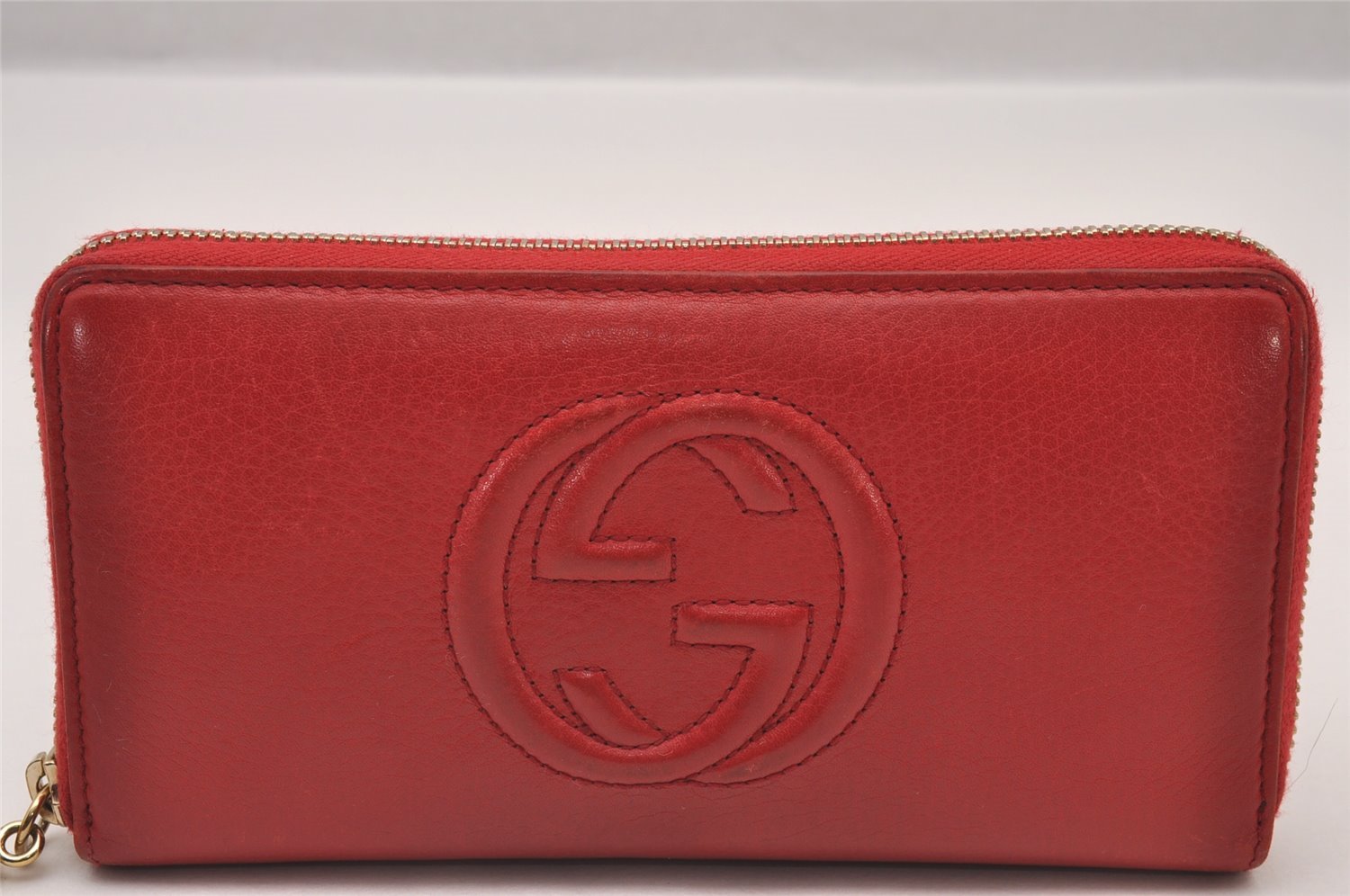 Authentic GUCCI SOHO Tassel Long Wallet Purse Leather 308004 Red 1341I