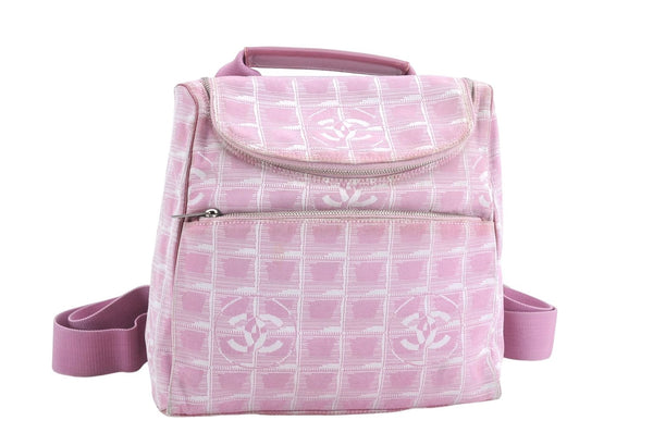 Authentic CHANEL New Travel Line 2Way Backpack Shoulder Bag Nylon Pink 1344E