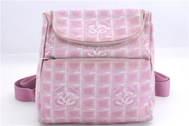 Authentic CHANEL New Travel Line 2Way Backpack Shoulder Bag Nylon Pink 1344E