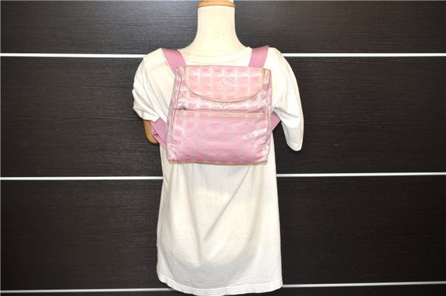 Authentic CHANEL New Travel Line 2Way Backpack Shoulder Bag Nylon Pink 1344E