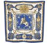 Authentic HERMES Carre 90 Scarf "LVDOVICVS MAGNVS" Silk Blue 1346I