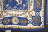 Authentic HERMES Carre 90 Scarf "LVDOVICVS MAGNVS" Silk Blue 1346I