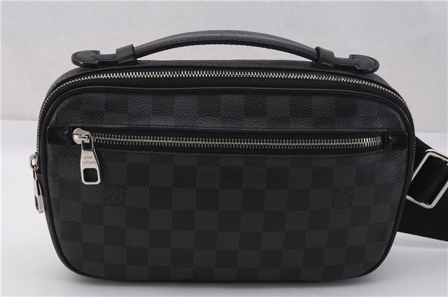 Authentic Louis Vuitton Damier Graphite Ambler Waist Body Bag N41289 LV 1347F