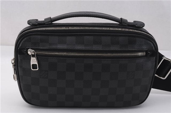 Authentic Louis Vuitton Damier Graphite Ambler Waist Body Bag N41289 LV 1347F