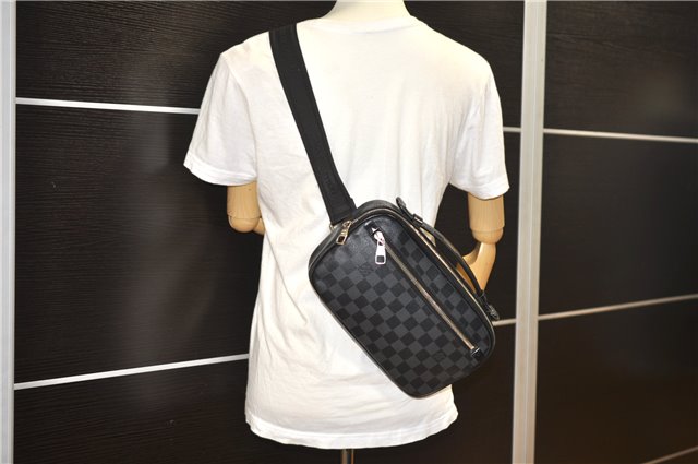 Authentic Louis Vuitton Damier Graphite Ambler Waist Body Bag N41289 LV 1347F