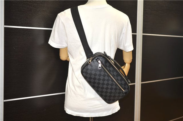 Authentic Louis Vuitton Damier Graphite Ambler Waist Body Bag N41289 LV 1347F