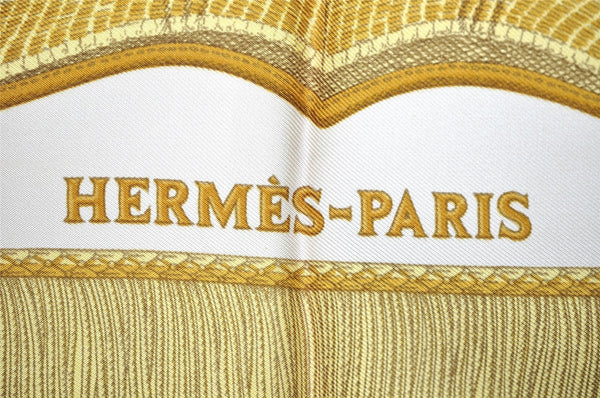 Authentic HERMES Carre 90 Scarf "Poste et Cavalerie" Silk White 1349I