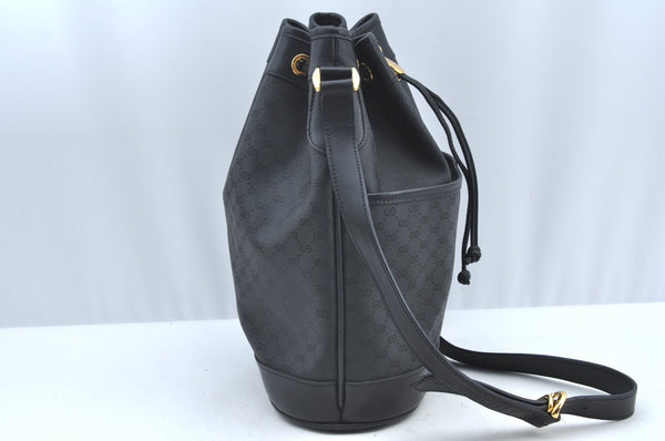 Authentic GUCCI Micro GG PVC Leather Shoulder Cross Body Bag Purse Black 1350H