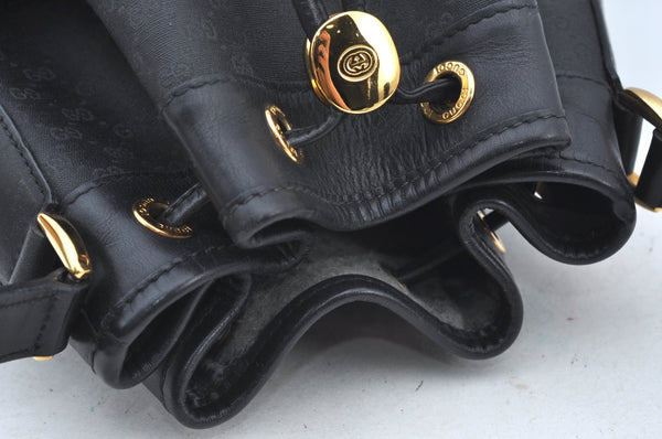 Authentic GUCCI Micro GG PVC Leather Shoulder Cross Body Bag Purse Black 1350H