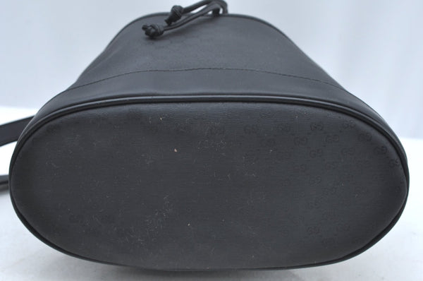 Authentic GUCCI Micro GG PVC Leather Shoulder Cross Body Bag Purse Black 1350H