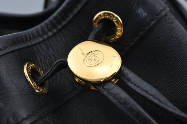 Authentic GUCCI Micro GG PVC Leather Shoulder Cross Body Bag Purse Black 1350H