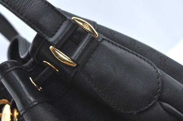 Authentic GUCCI Micro GG PVC Leather Shoulder Cross Body Bag Purse Black 1350H