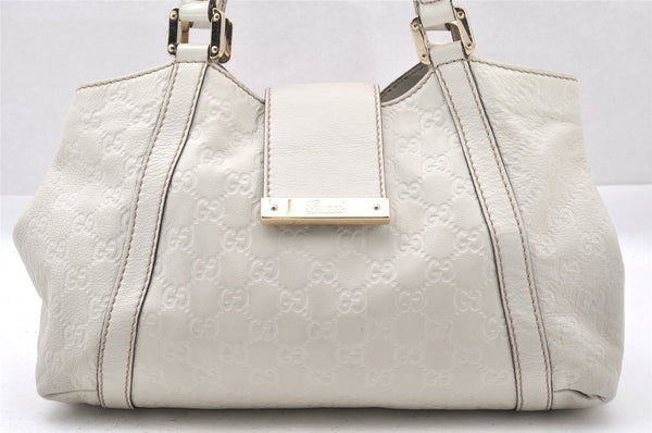 Authentic GUCCI Guccissima Shoulder Hand Tote Bag GG Leather 211937 White 1350I