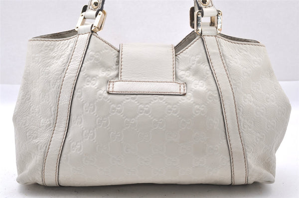 Authentic GUCCI Guccissima Shoulder Hand Tote Bag GG Leather 211937 White 1350I