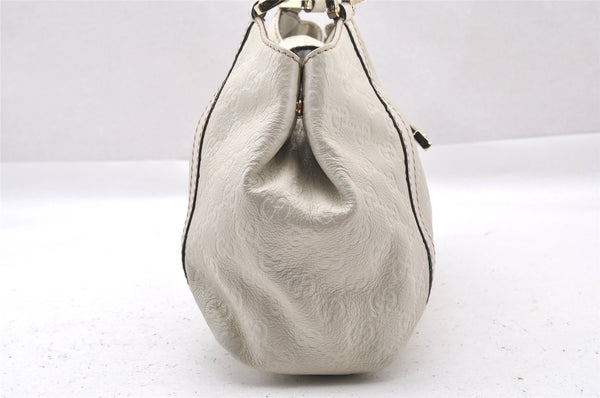Authentic GUCCI Guccissima Shoulder Hand Tote Bag GG Leather 211937 White 1350I