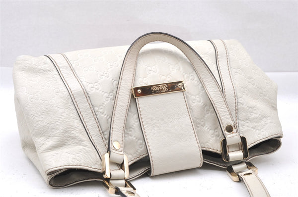 Authentic GUCCI Guccissima Shoulder Hand Tote Bag GG Leather 211937 White 1350I