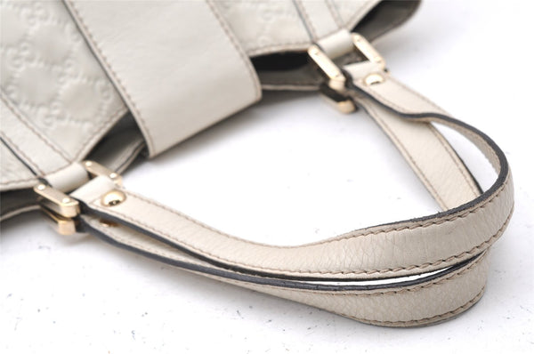 Authentic GUCCI Guccissima Shoulder Hand Tote Bag GG Leather 211937 White 1350I