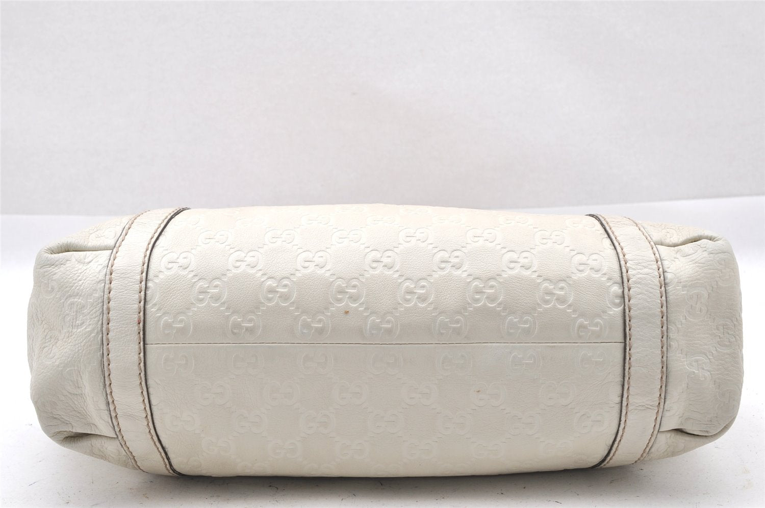 Authentic GUCCI Guccissima Shoulder Hand Tote Bag GG Leather 211937 White 1350I