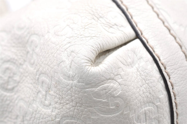 Authentic GUCCI Guccissima Shoulder Hand Tote Bag GG Leather 211937 White 1350I