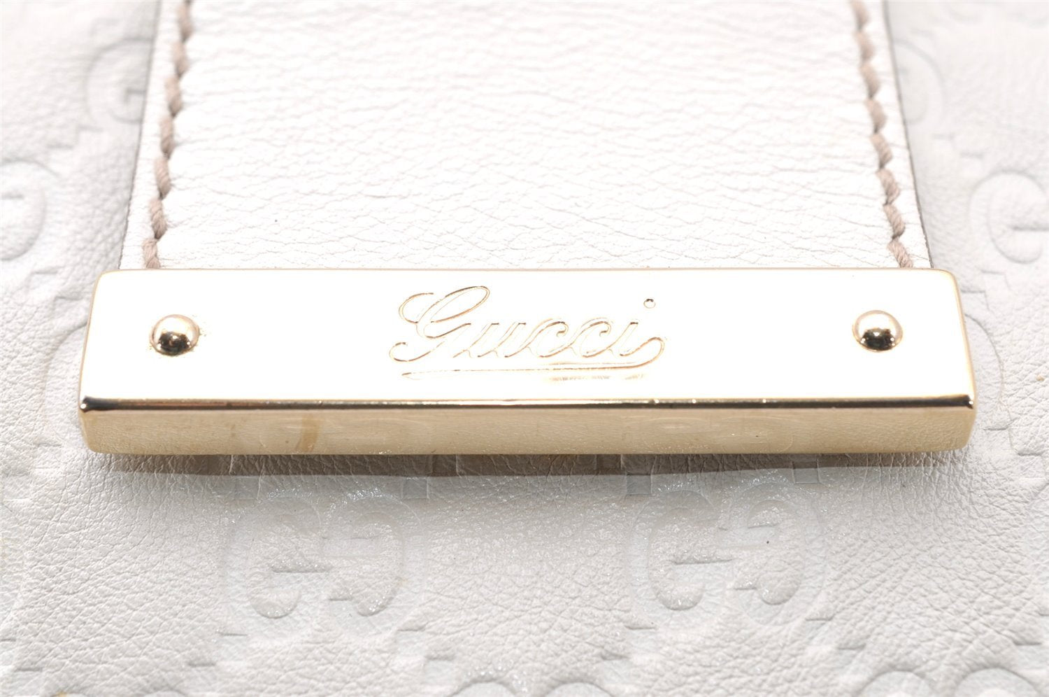 Authentic GUCCI Guccissima Shoulder Hand Tote Bag GG Leather 211937 White 1350I