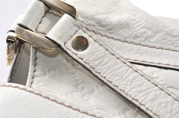 Authentic GUCCI Guccissima Shoulder Hand Tote Bag GG Leather 211937 White 1350I