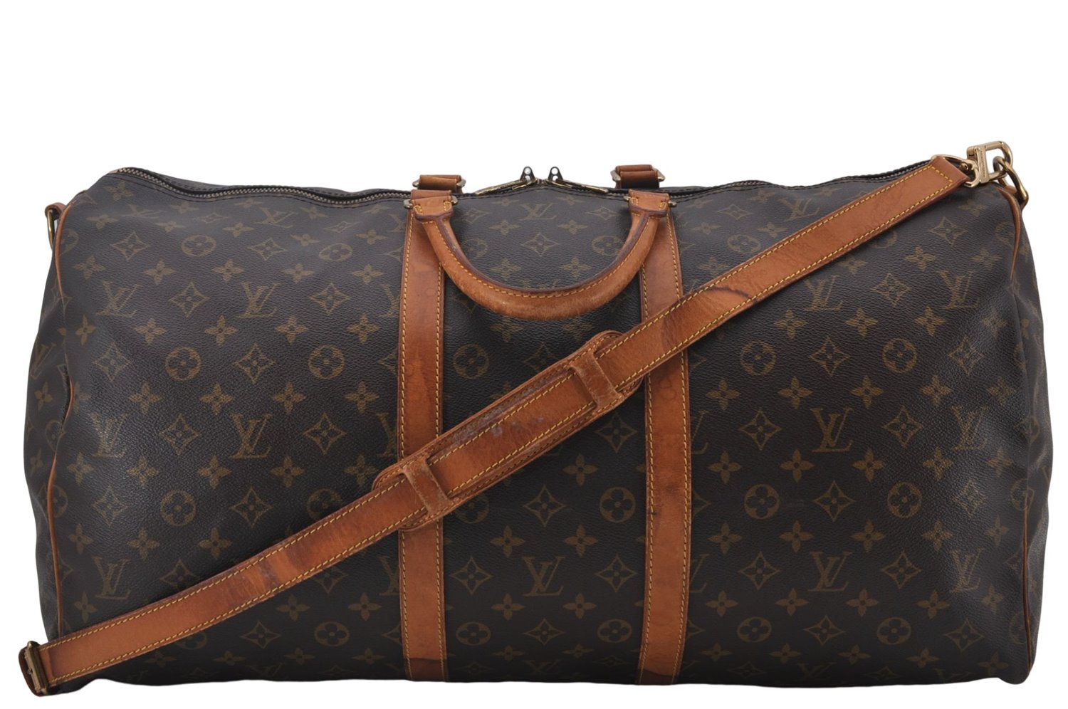 Auth Louis Vuitton Monogram Keepall Bandouliere 55 Boston Bag M41414 LV 1351E