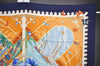 Authentic HERMES Carre 90 Scarf "VARANGUES" Silk Navy 1351I