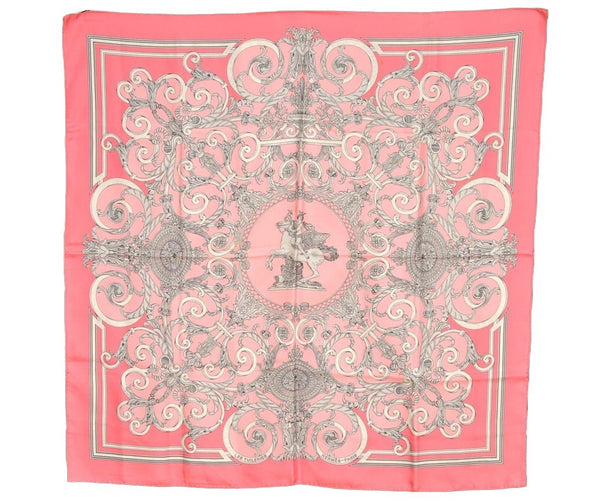 Authentic HERMES Carre 90 Scarf "LES TUILERIES" Silk Pink 1352I