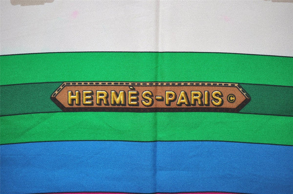 Authentic HERMES Carre 90 Scarf "Les Sangles " Silk Pink 1353I